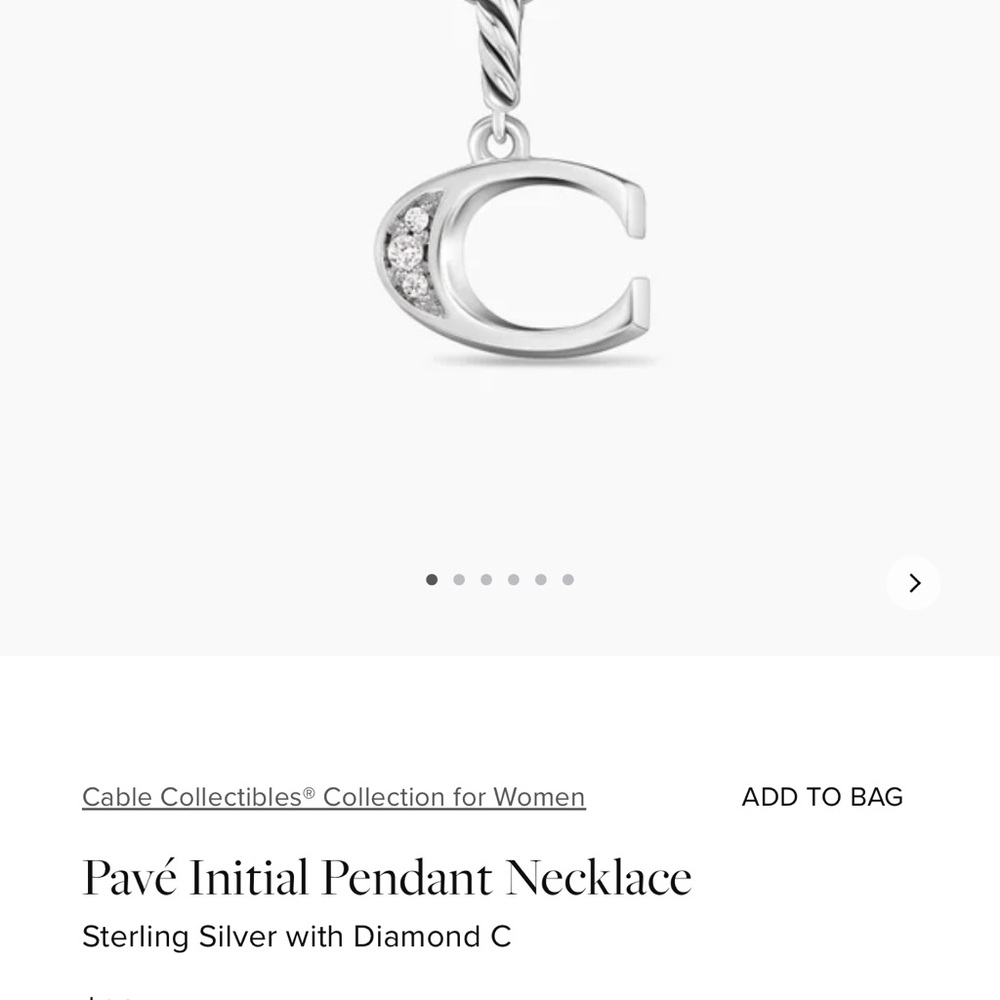 David Yurman Silver Initial Pendant Necklace